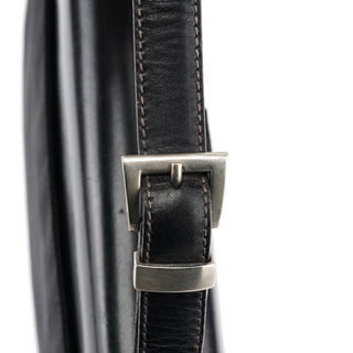Prada Black Tessuto Vitello Top Handle Bag