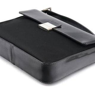 Prada Black Tessuto Vitello Top Handle Bag