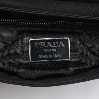 Prada Black Tessuto Vitello Top Handle Bag