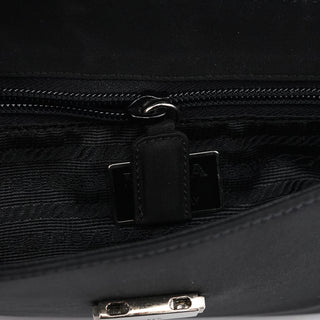 Prada Black Tessuto Vitello Top Handle Bag