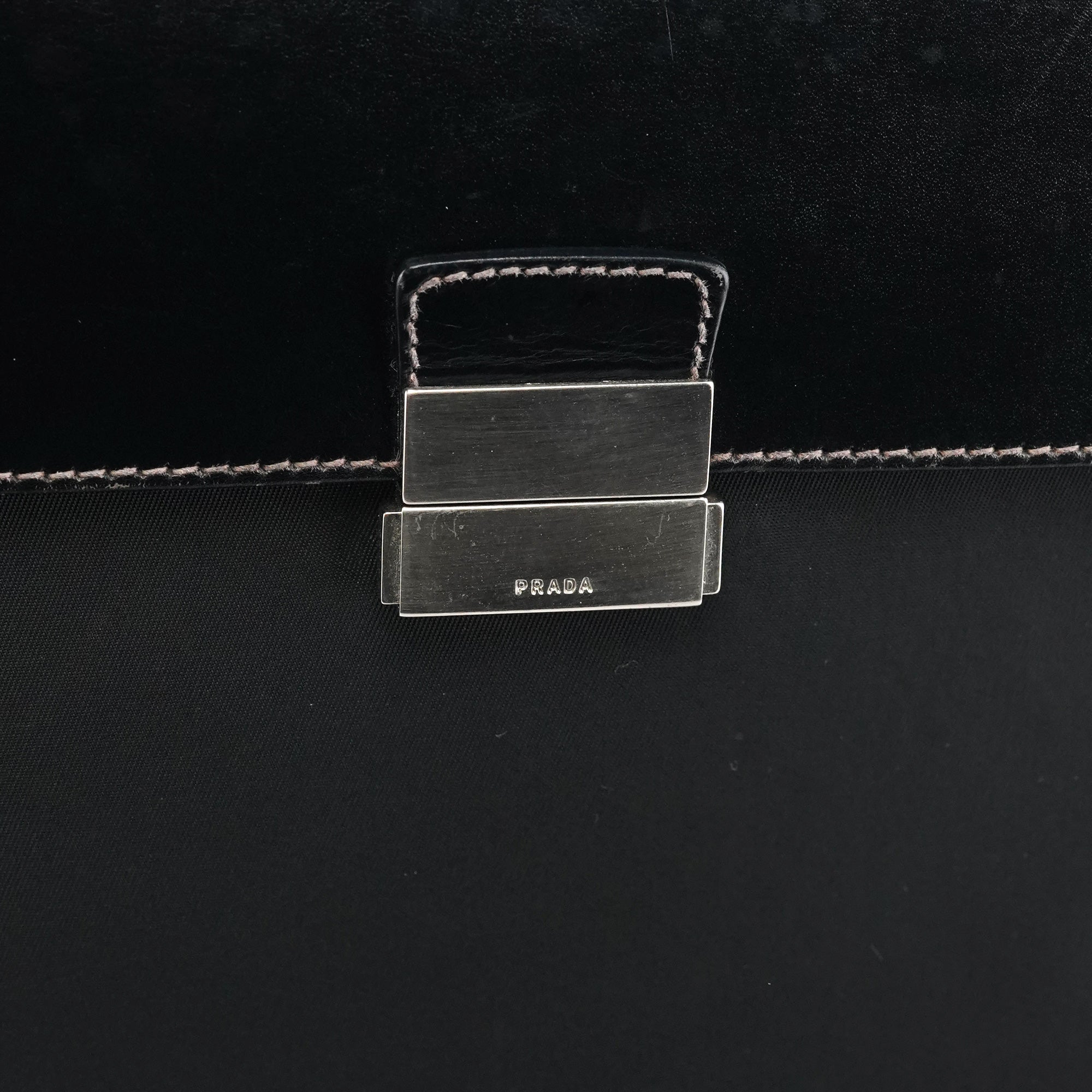 Prada Sac à poignée Tessuto Vitello noir