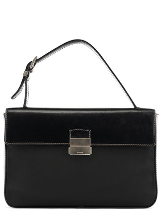 Prada Black Tessuto Vitello Top Handle Bag
