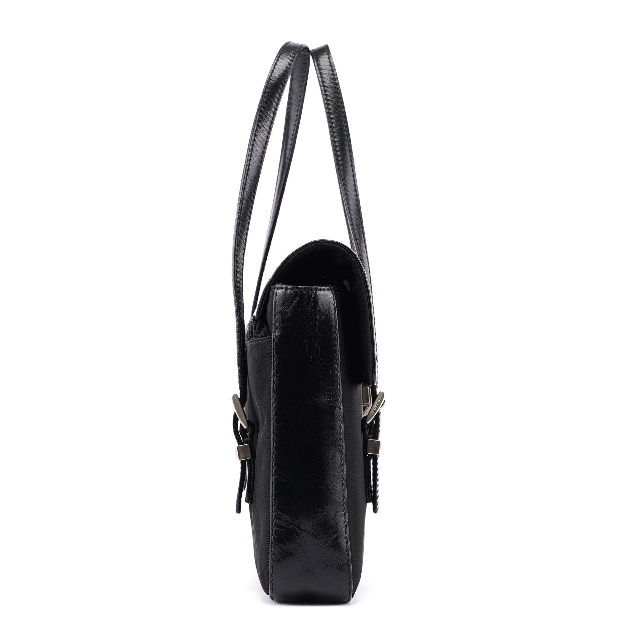 Prada Black Tessuto Vitello Tote Bag