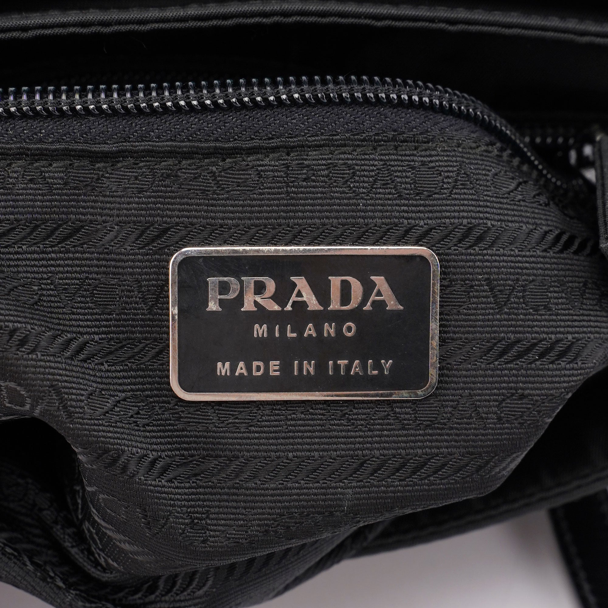 Prada Black Tessuto Vitello Tote Bag