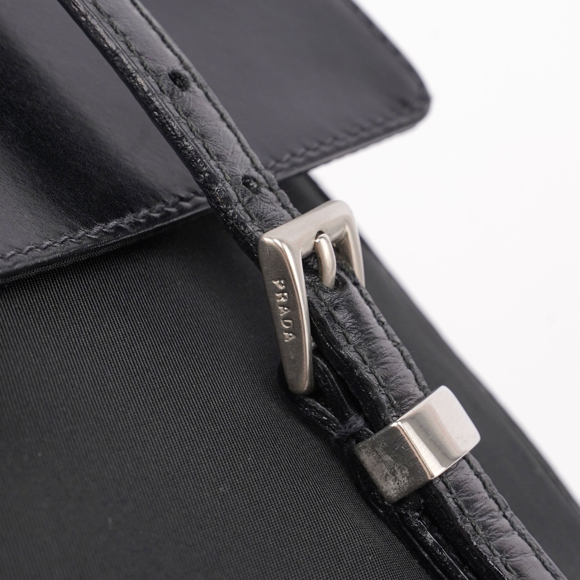 Prada Black Tessuto Vitello Tote Bag