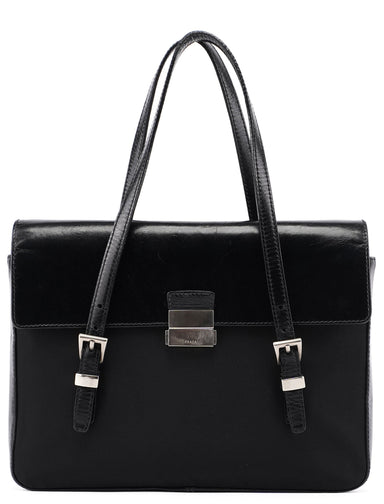 Prada Black Tessuto Vitello Tote Bag