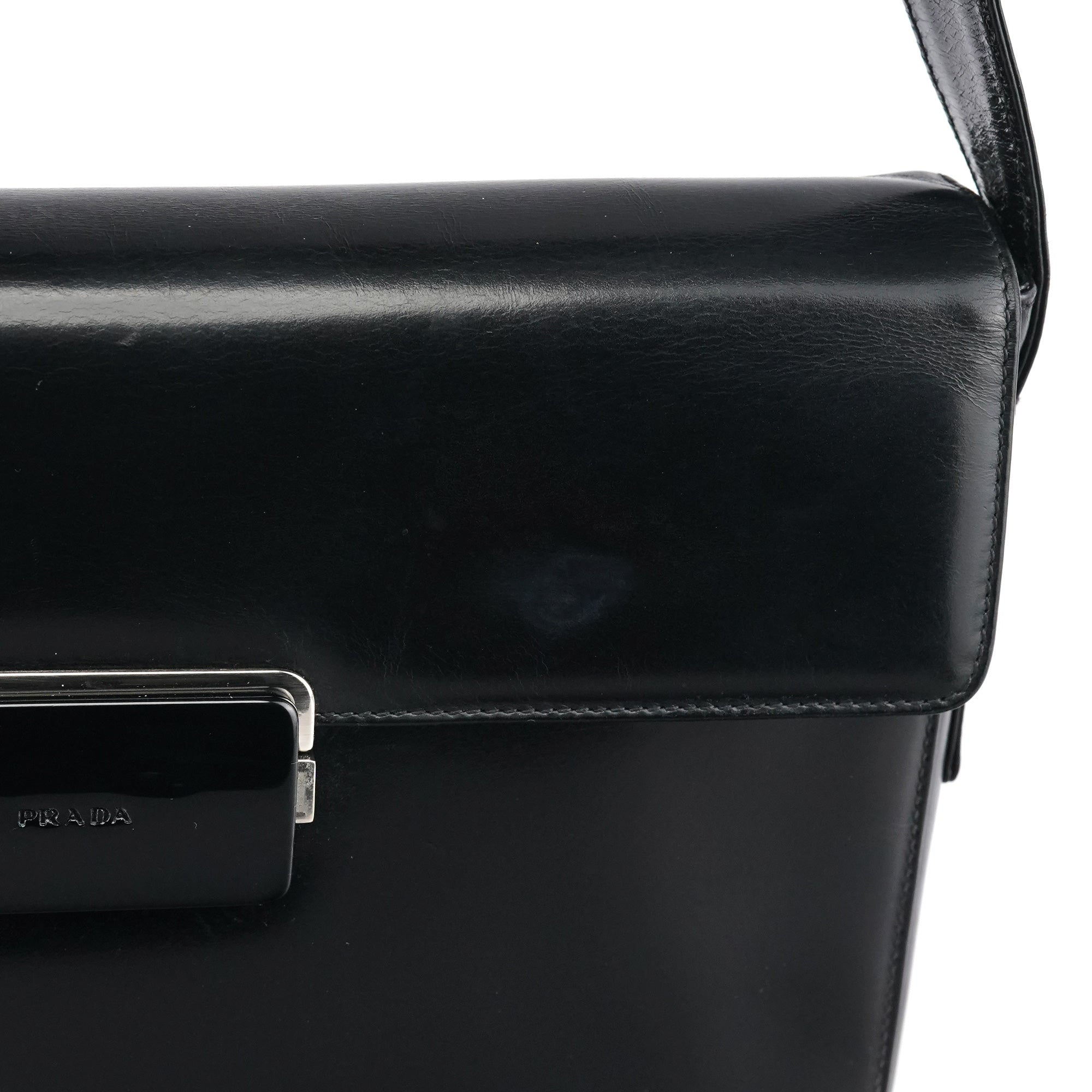Prada Black Vitello Buckle Shoulder Bag