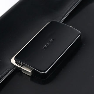 Prada Black Vitello Buckle Shoulder Bag