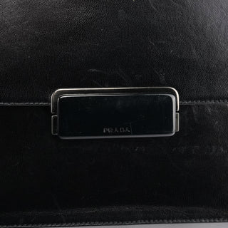 Prada Black Vitello Buckle Top Handle Bag