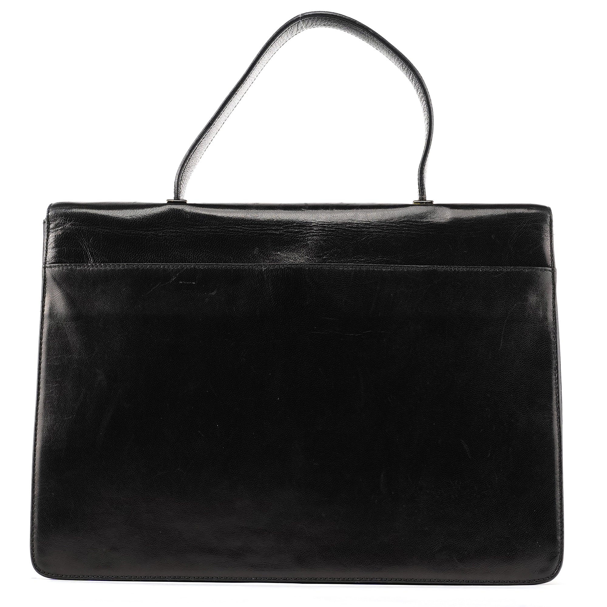 Prada Sac à poignée à boucle en cuir de veau noir