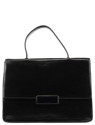 Prada Black Vitello Buckle Top Handle Bag