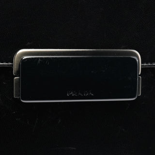 Prada Black Vitello Buckle Top Handle Bag
