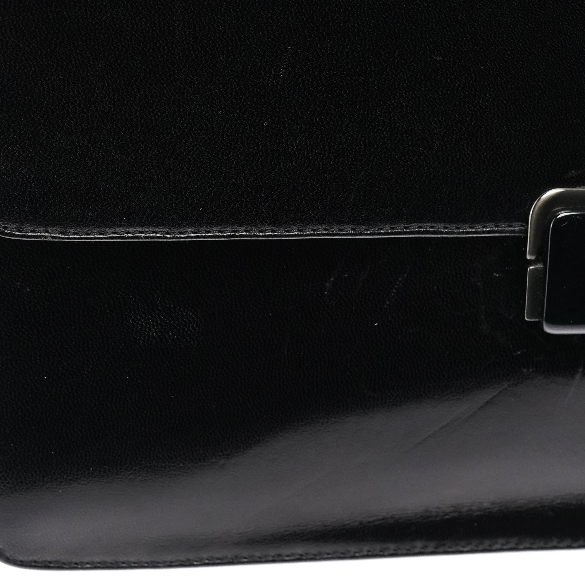 Prada Black Vitello Buckle Top Handle Bag