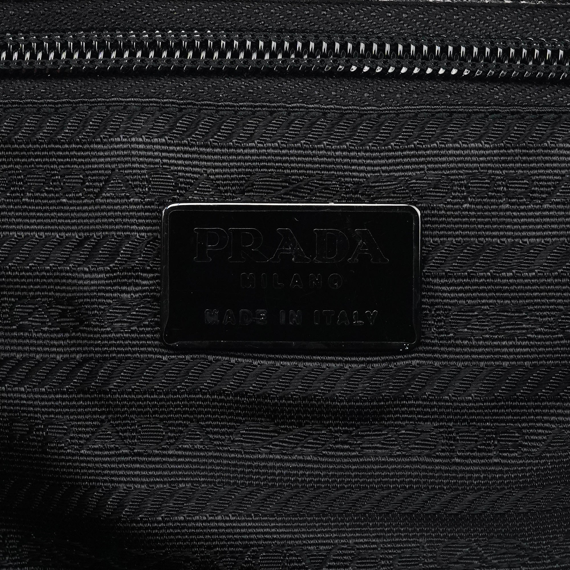 Prada Black Vitello Buckle Top Handle Bag