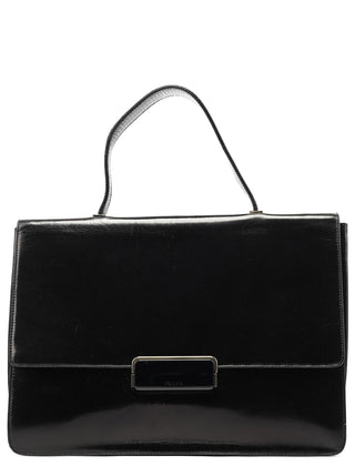 Prada Black Vitello Buckle Top Handle Bag