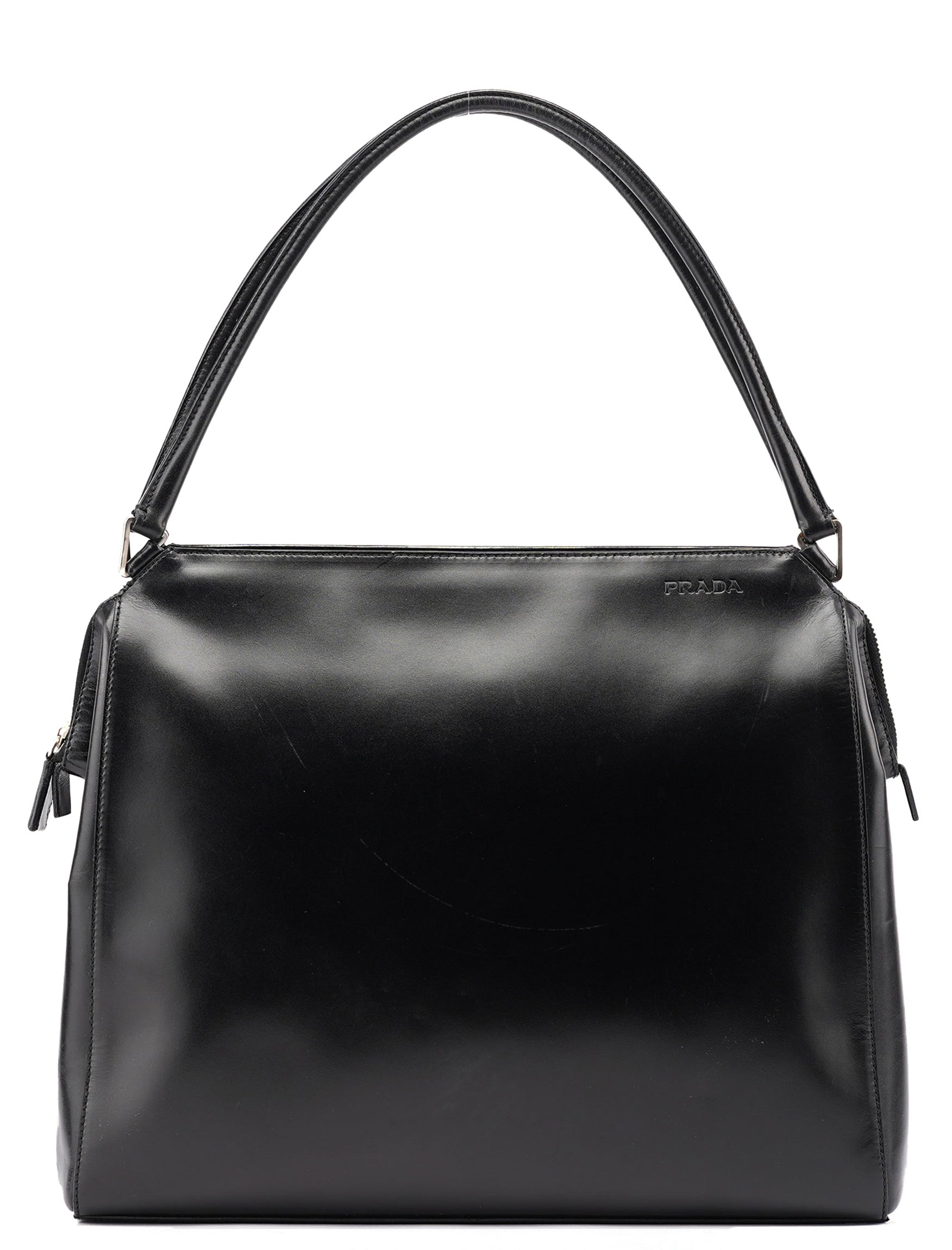 Prada Sac porté épaule Vitello Chic en cuir de veau noir