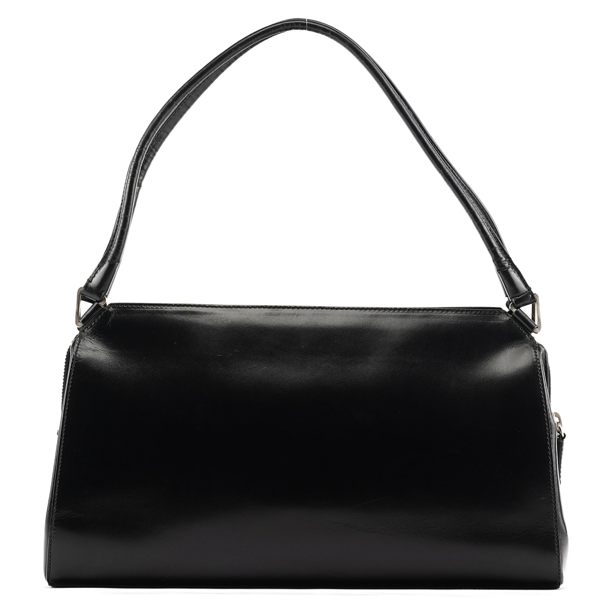 Prada Vitello Chic Schultertasche aus schwarzem Leder