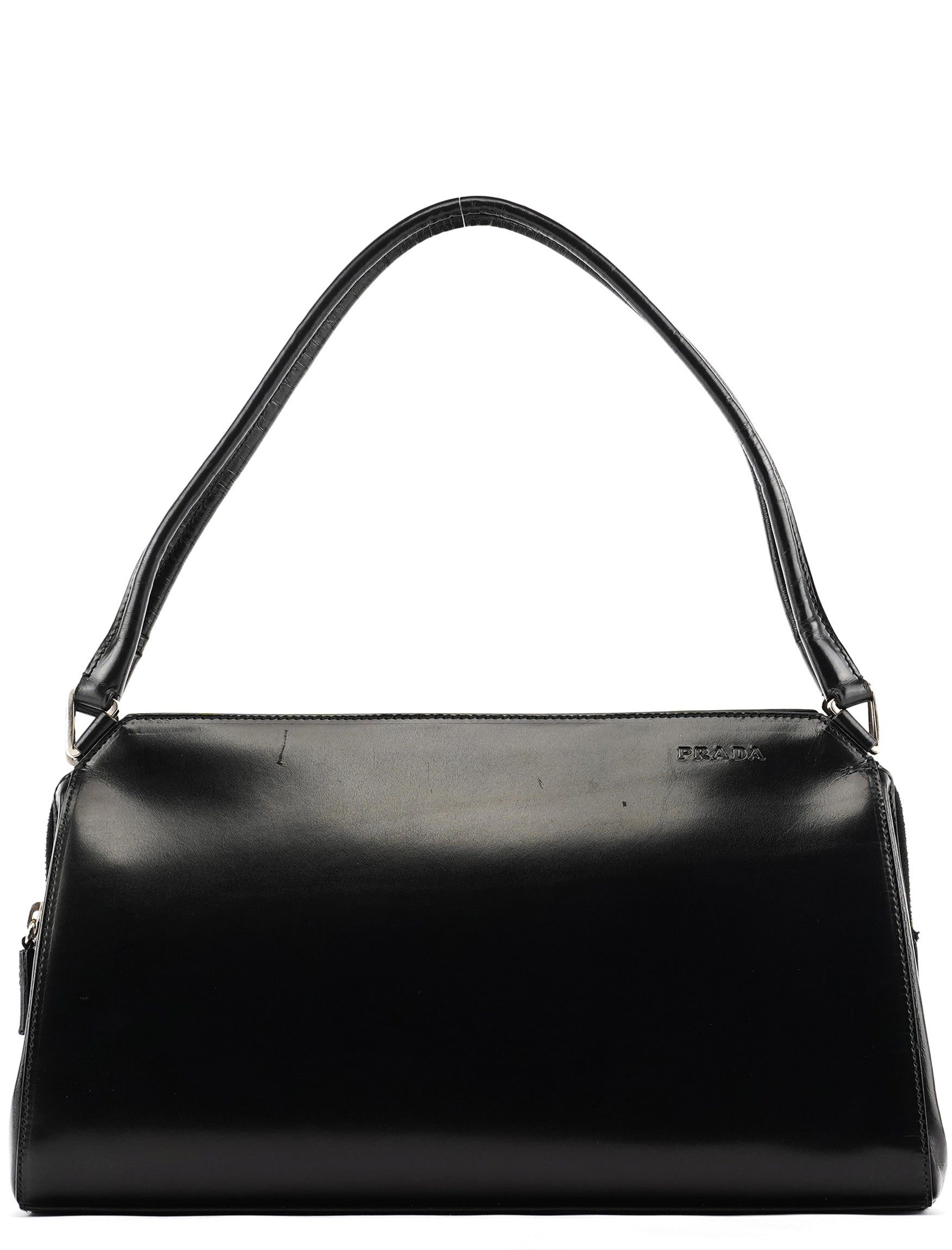 Prada Vitello Chic Schultertasche aus schwarzem Leder