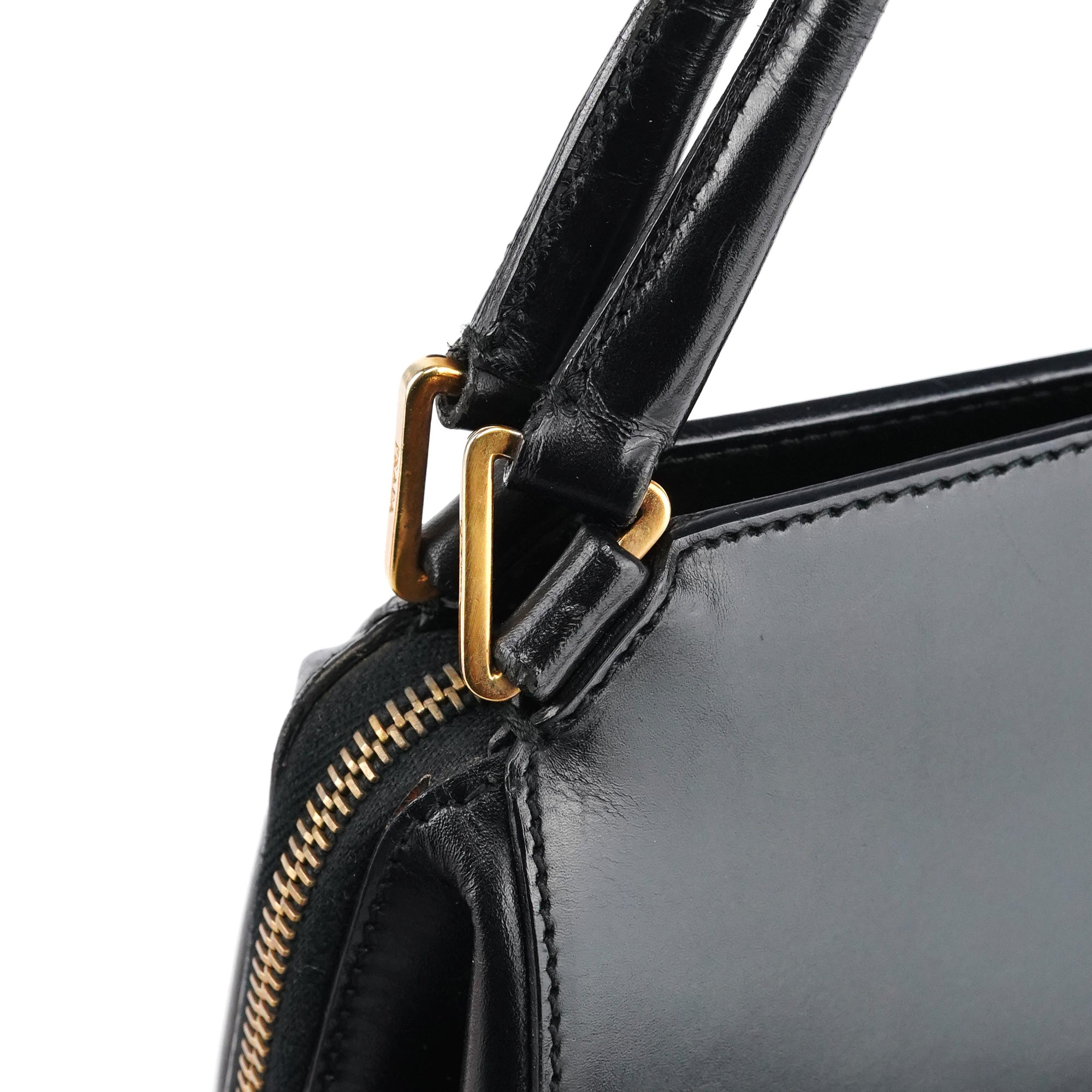 Prada Vitello Chic Schultertasche aus schwarzem Leder