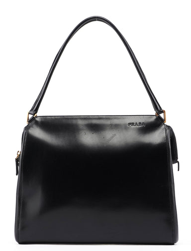 Prada Black Vitello Chic Shoulder Bag