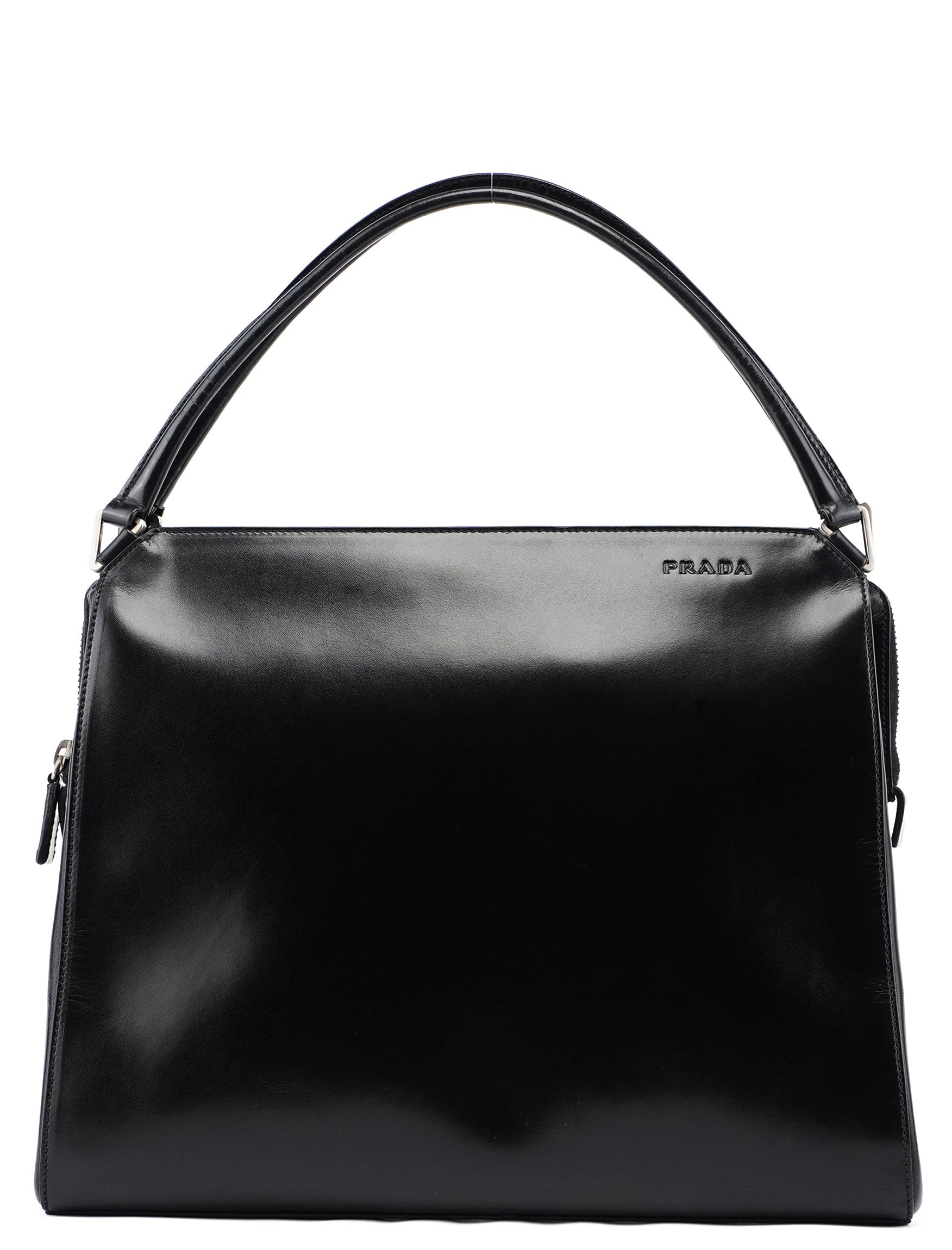 Prada Vitello Chic Schultertasche aus schwarzem Kalbsleder