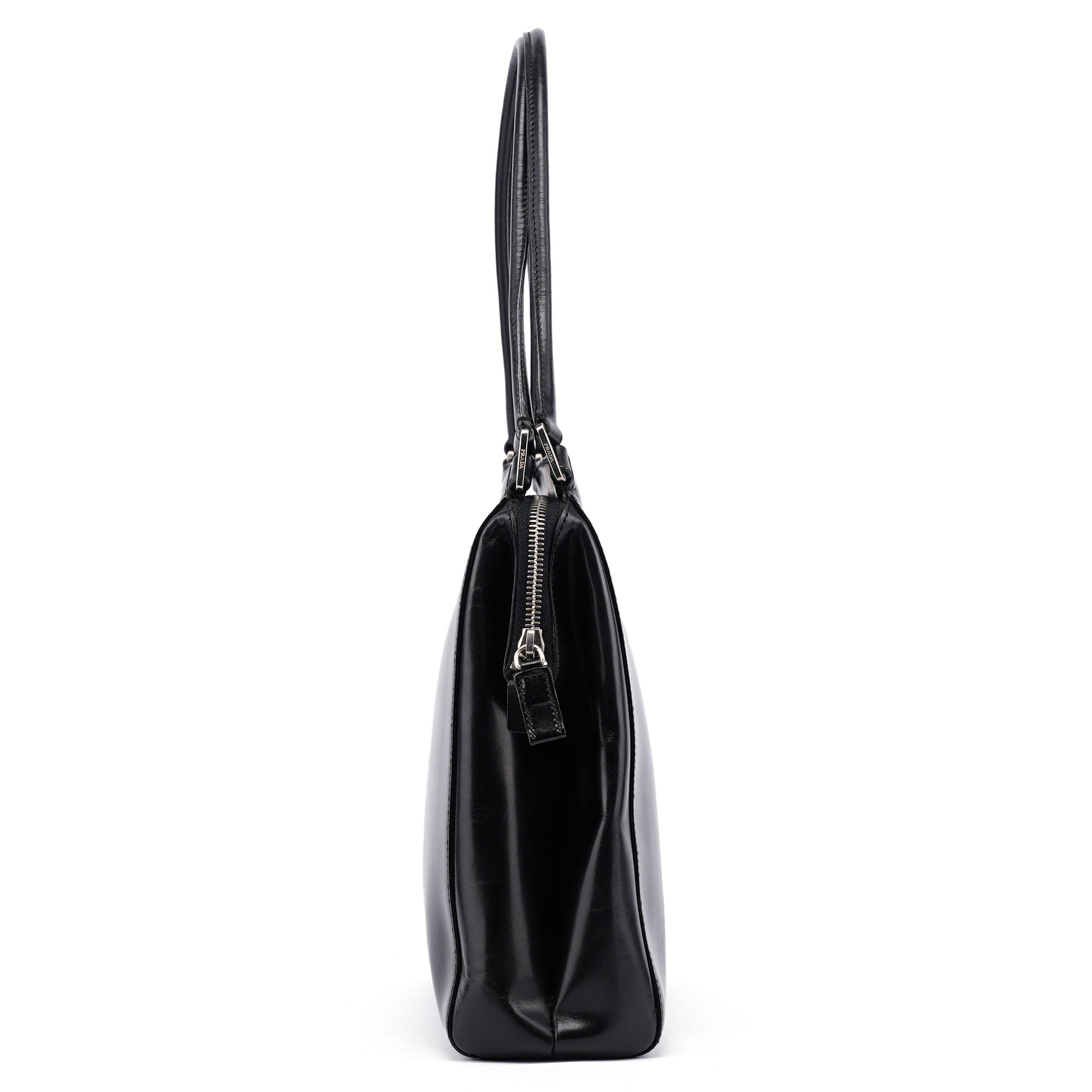 Prada Sac porté épaule Vitello Chic en cuir noir