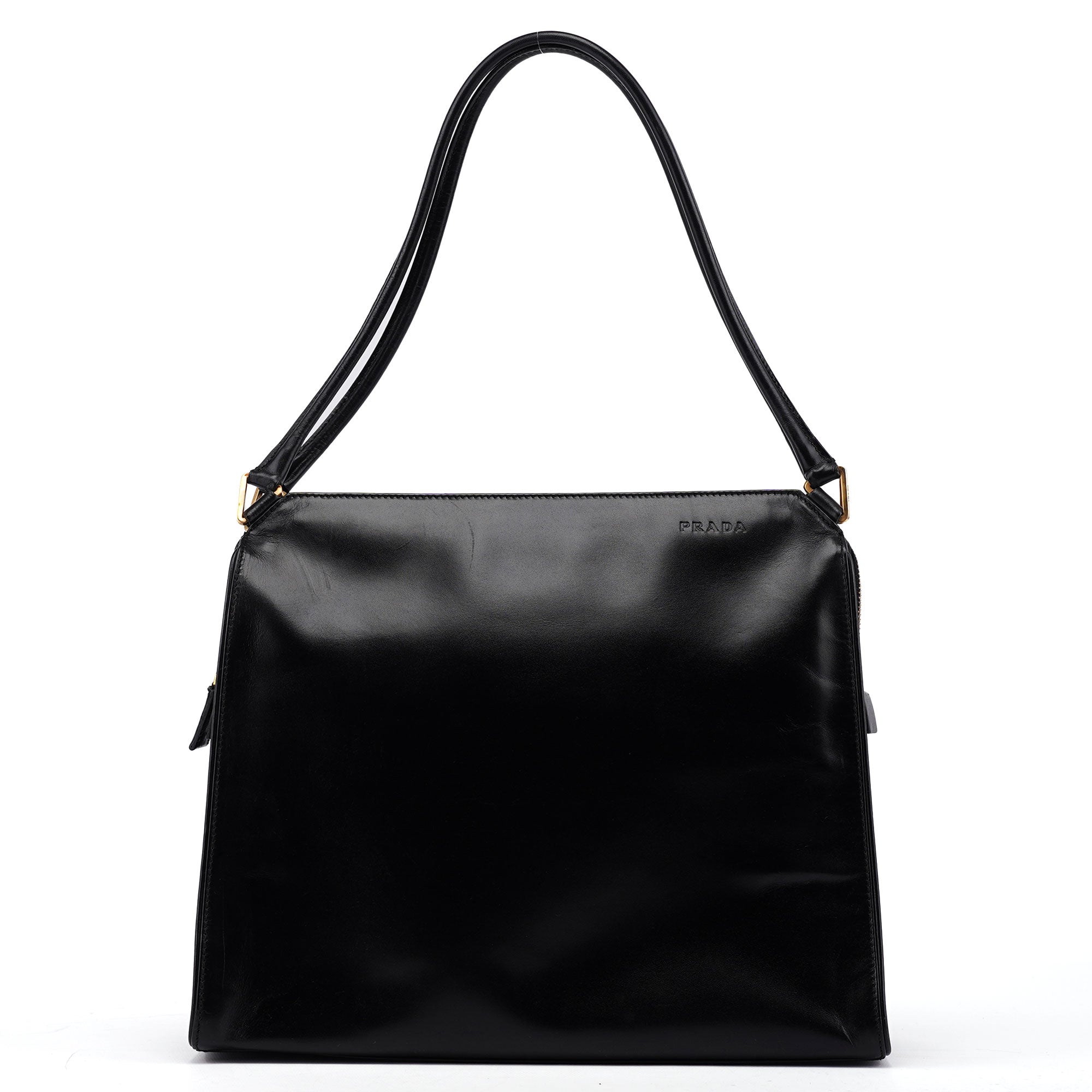 Prada Sac porté épaule Vitello Chic en cuir noir