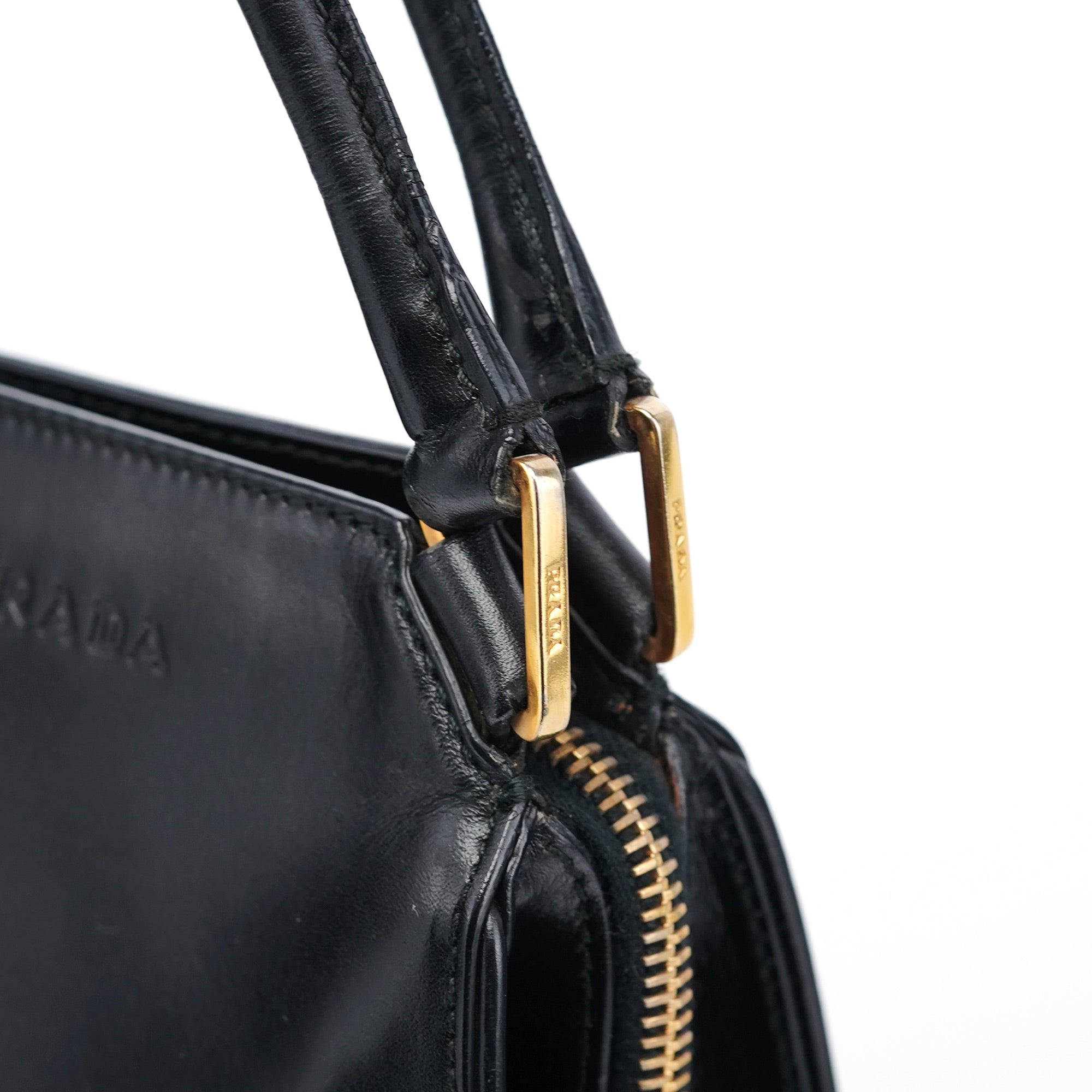 Prada Black Vitello Chic Shoulder Bag