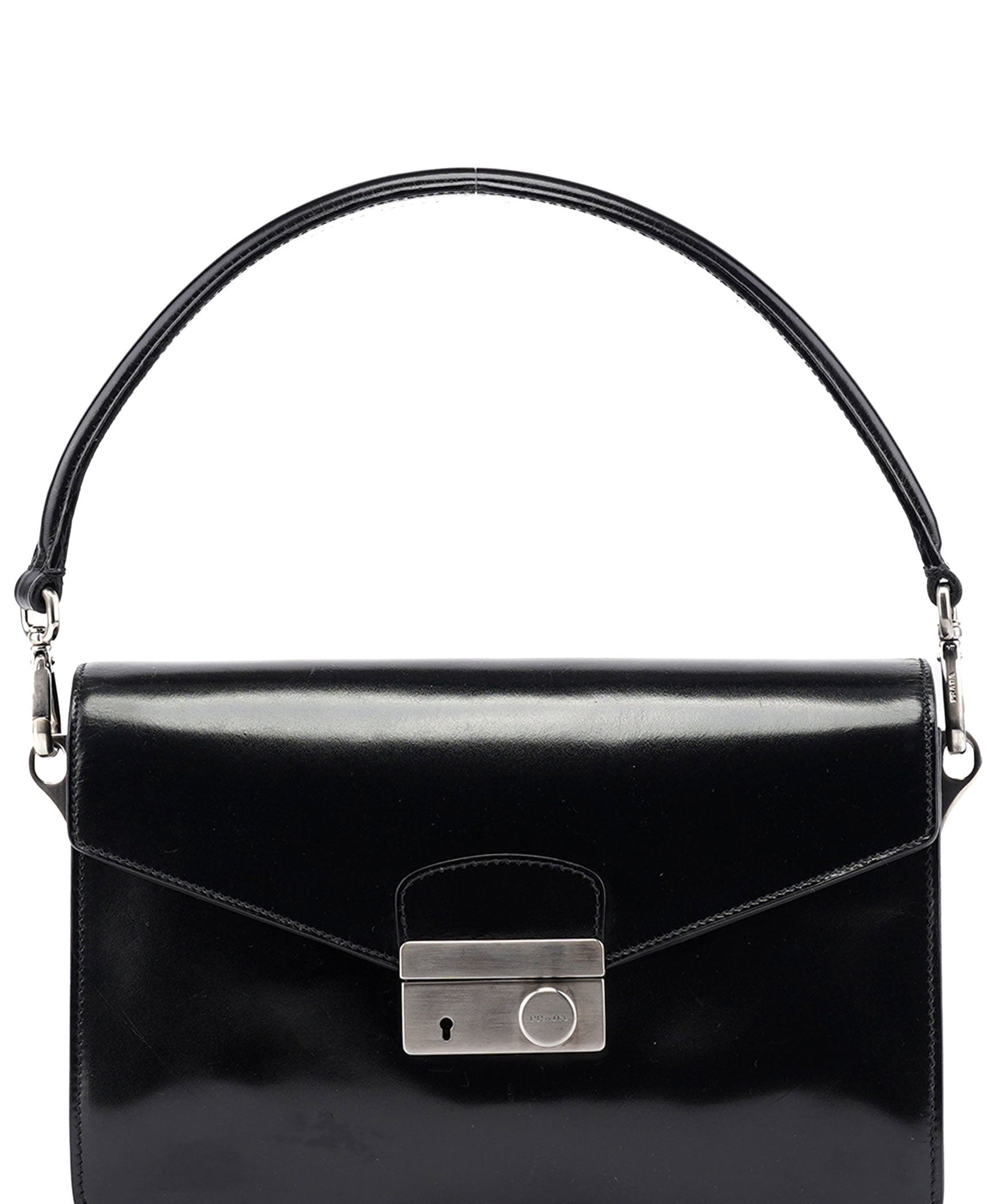 Prada Black Vitello Keylock Shoulder Bag