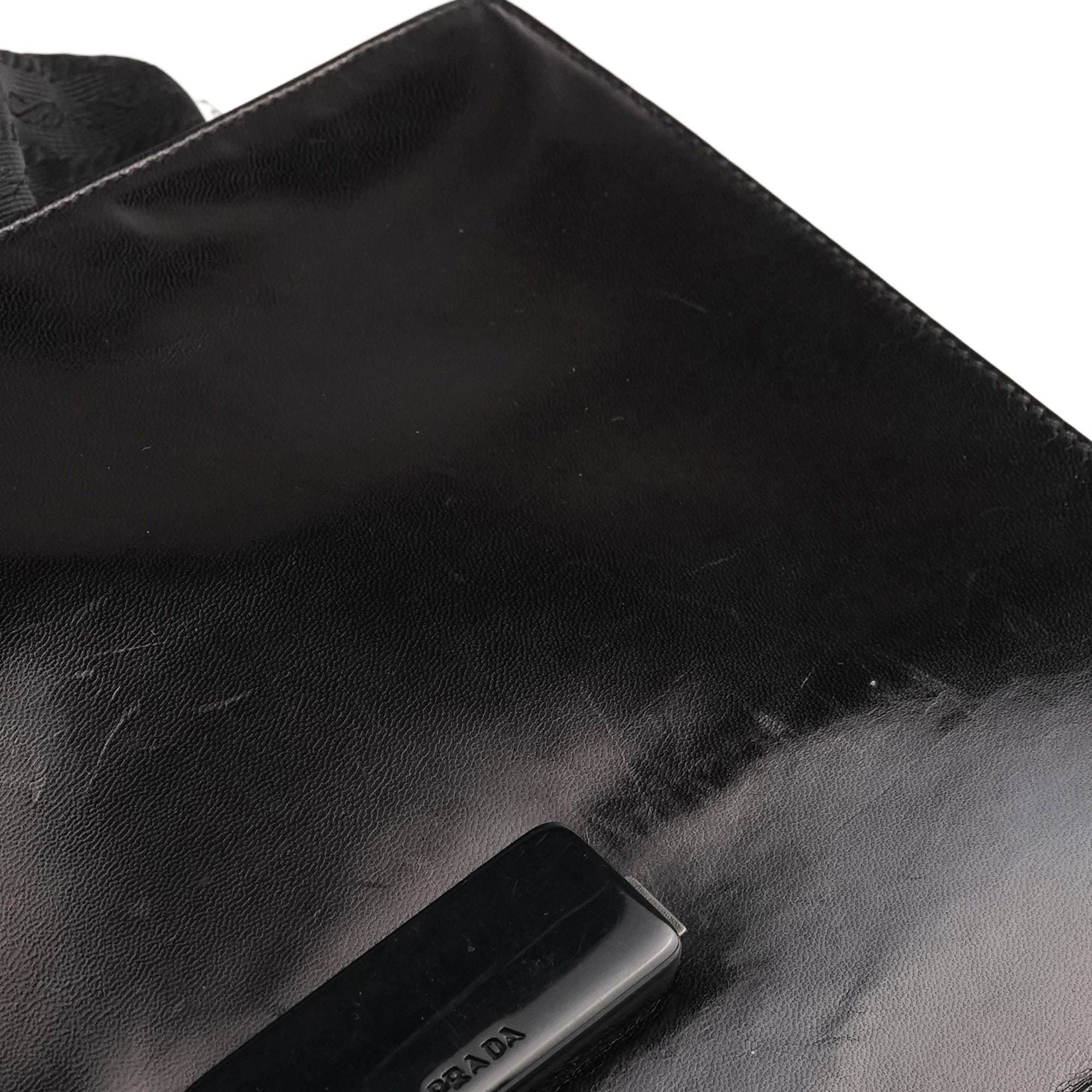 Prada Black Vitello Leather Top Handle Bag