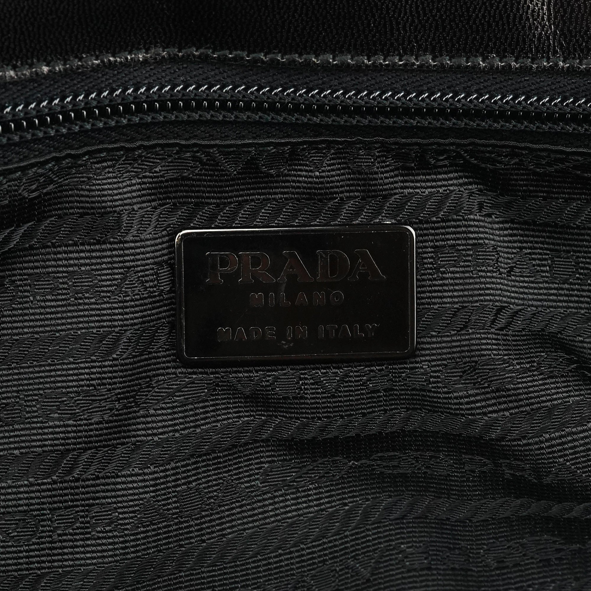 Prada Black Vitello Leather Top Handle Bag