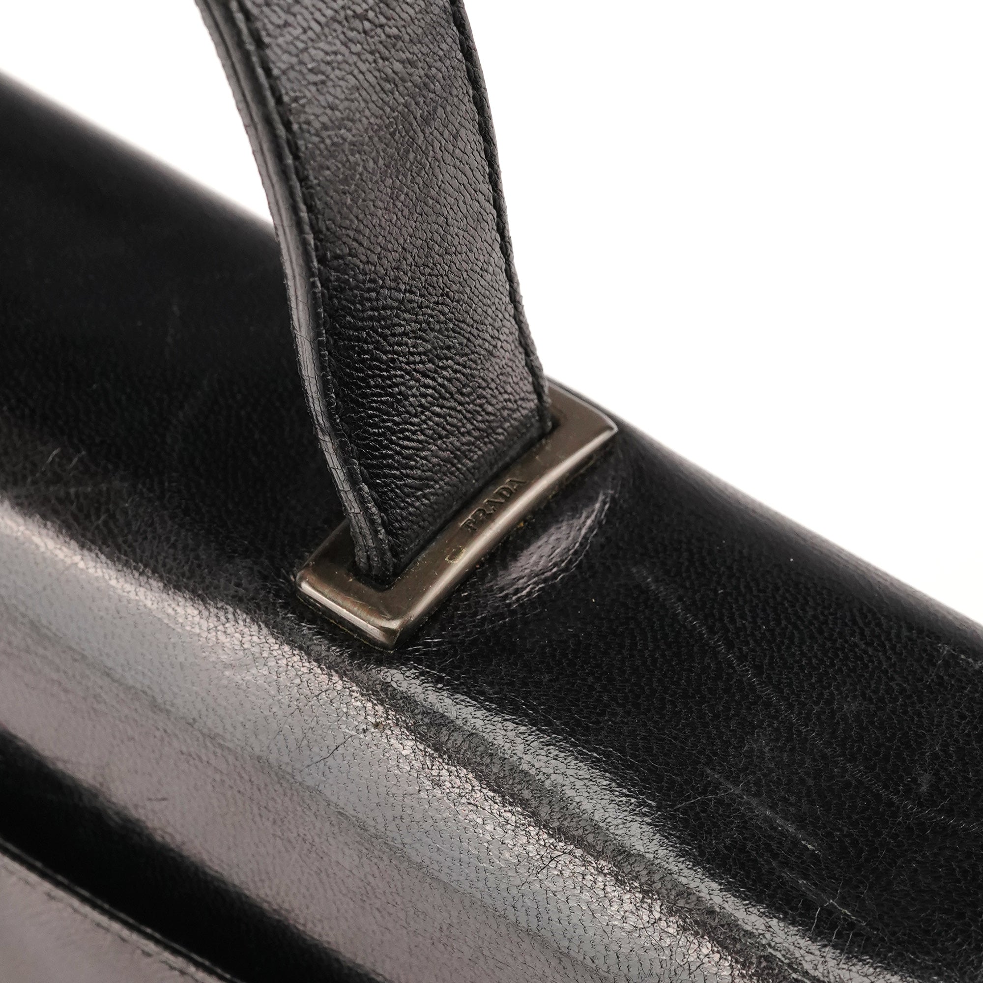 Prada Black Vitello Leather Top Handle Bag