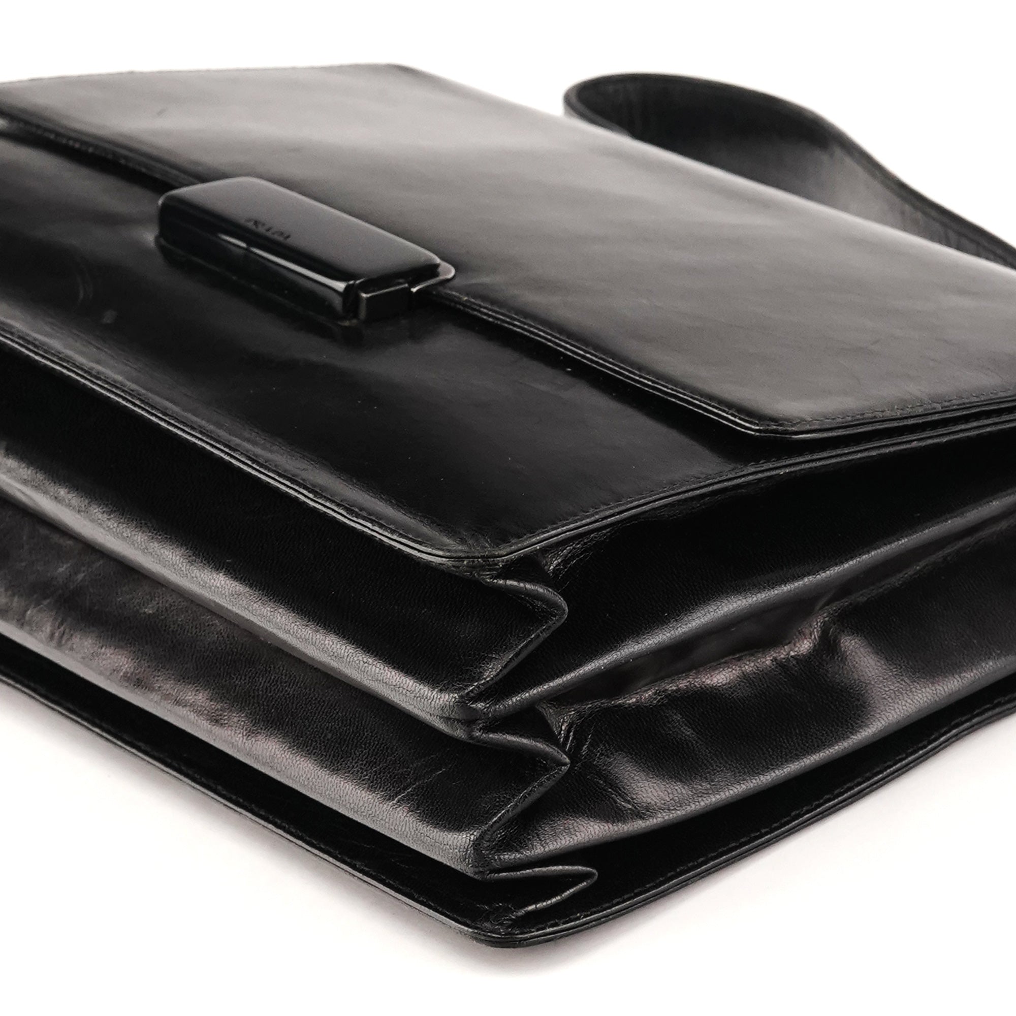 Prada Black Vitello Leather Top Handle Bag