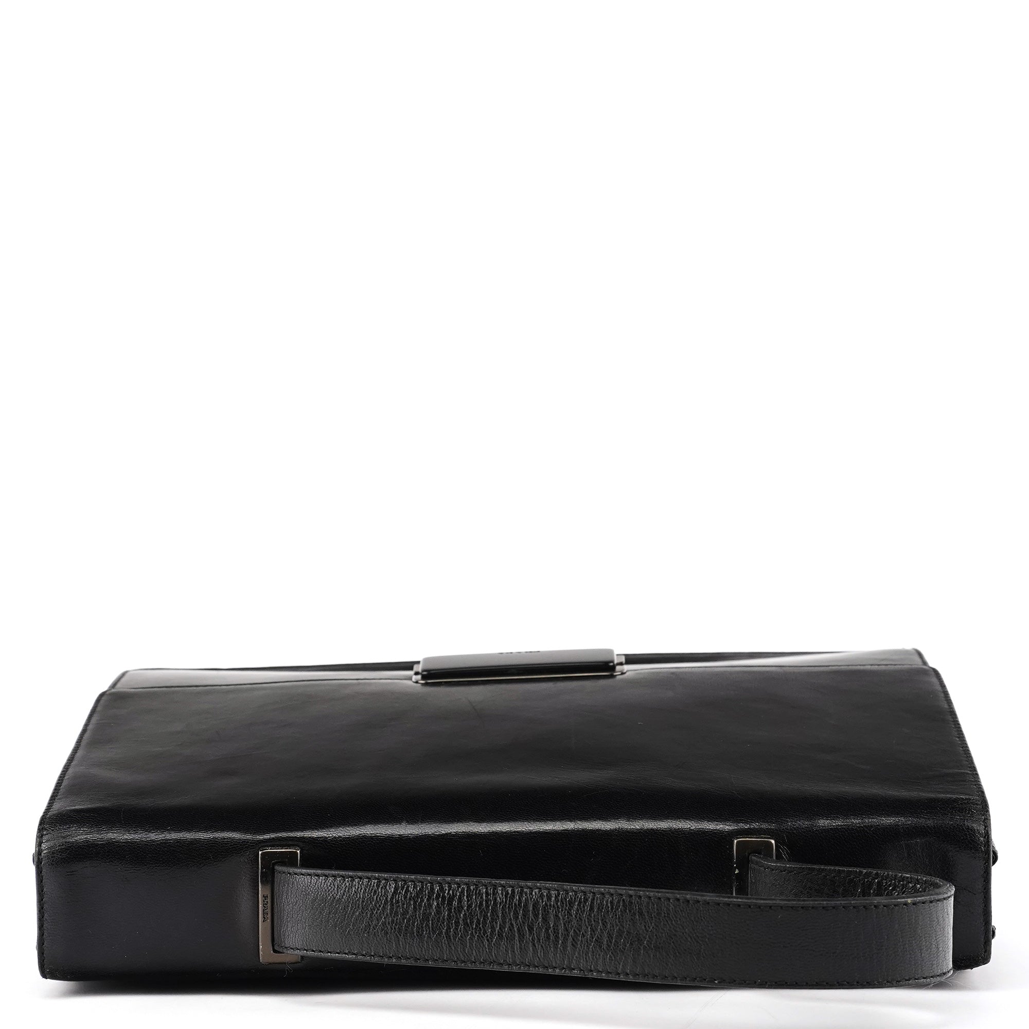 Prada Black Vitello Leather Top Handle Bag