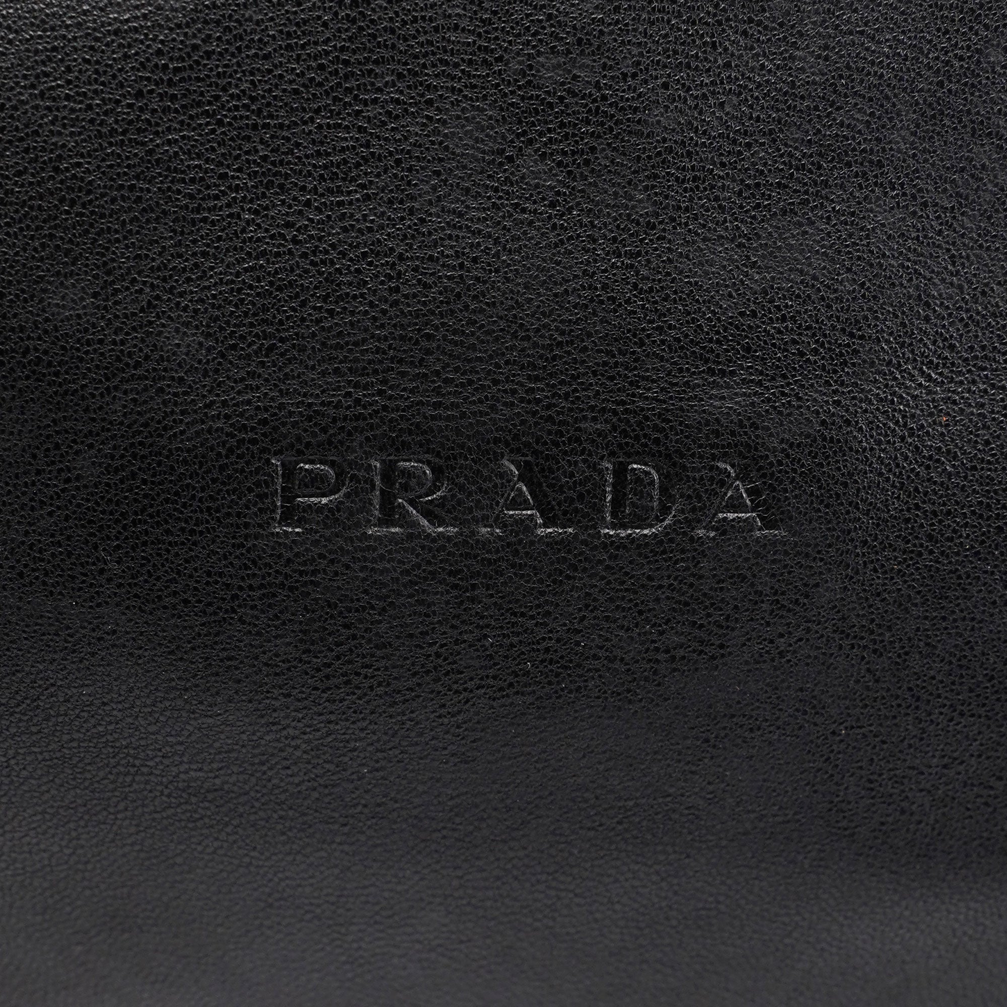 Prada Black Vitello Metal Hobo Shoulder Bag