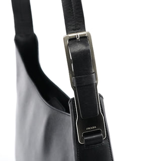 Prada Black Vitello Metal Shoulder Bag