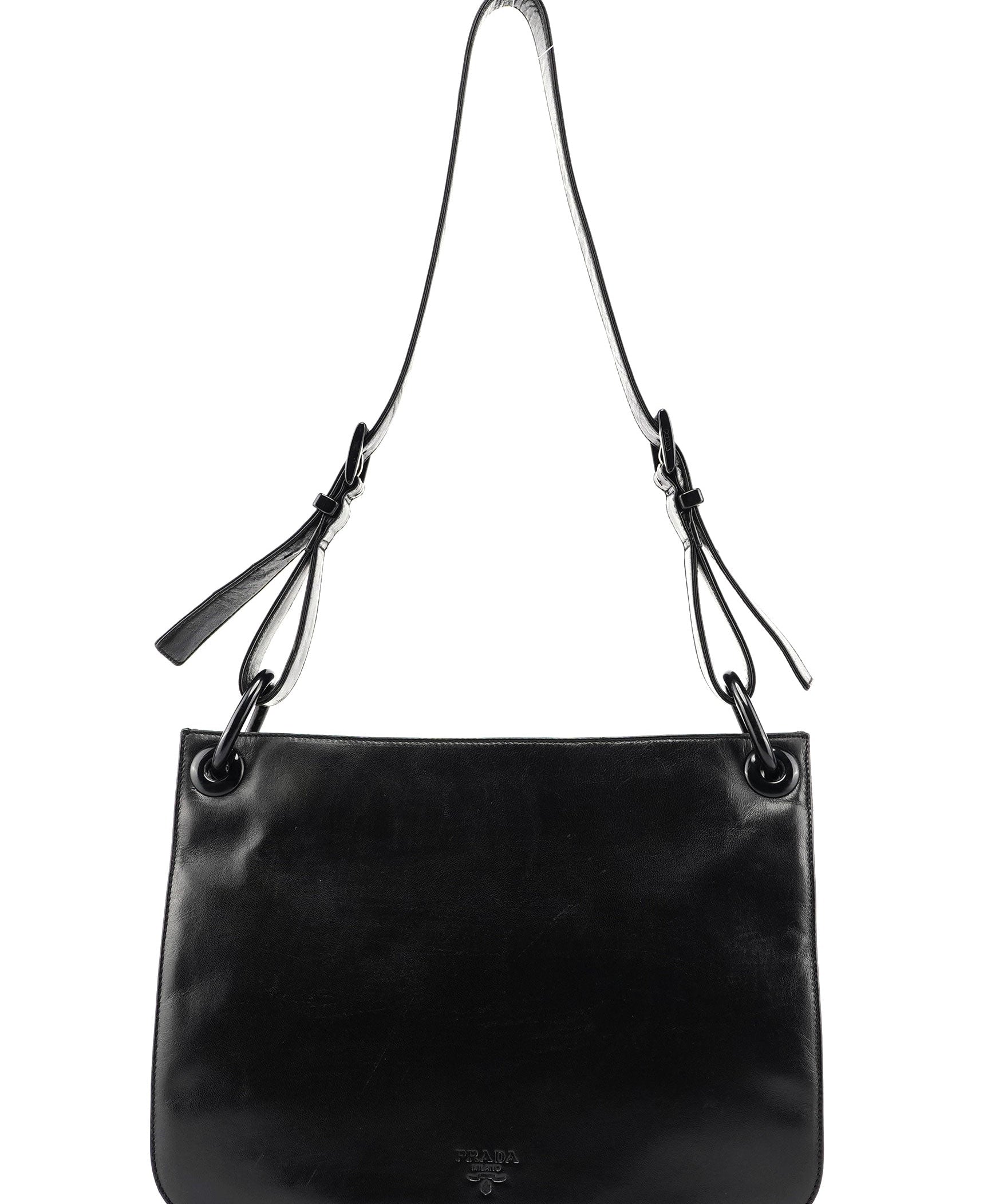 Prada Black Vitello Tessuto Shoulder Bag