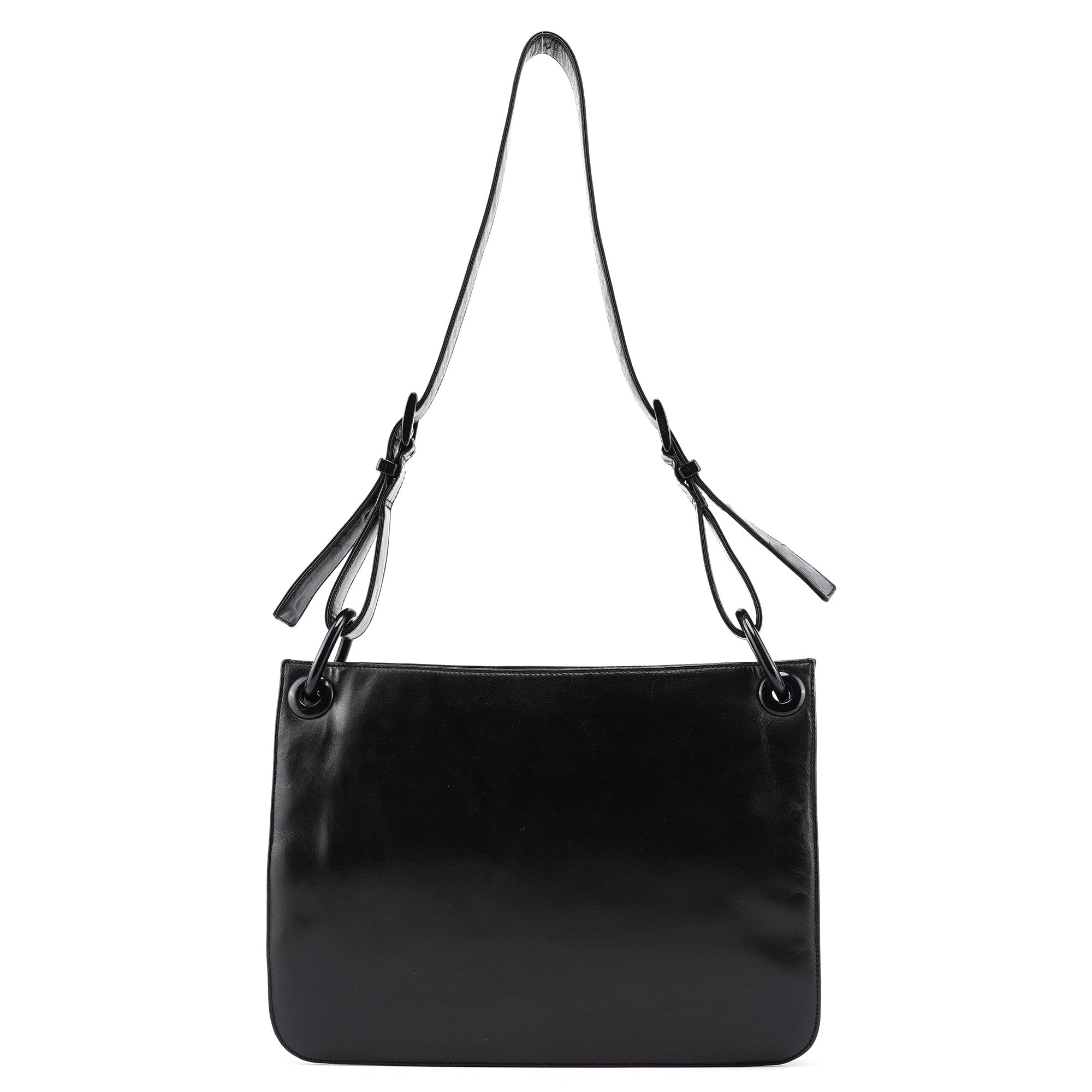 Prada Black Vitello Tessuto Shoulder Bag