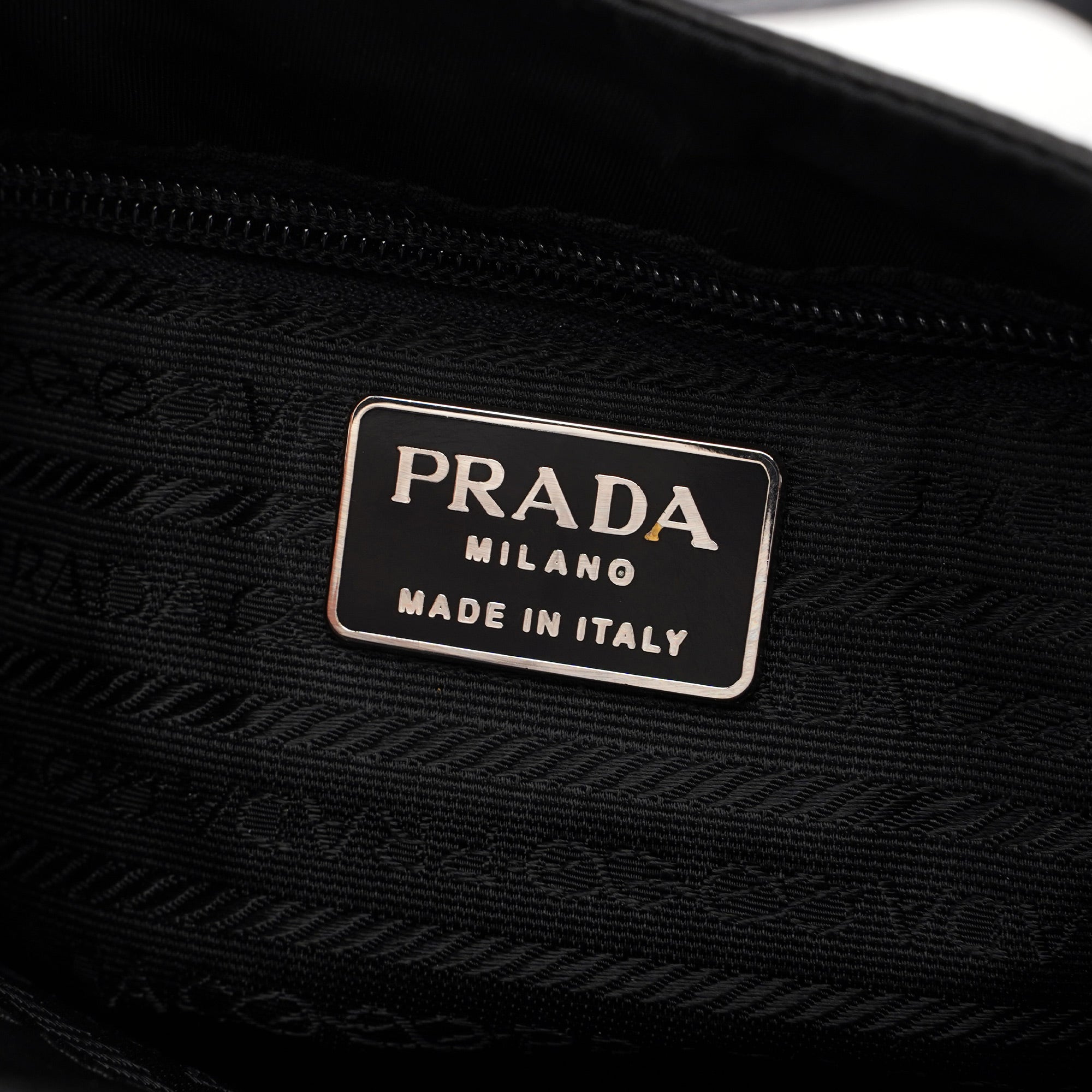 Prada Black Vitello Tessuto Shoulder Bag