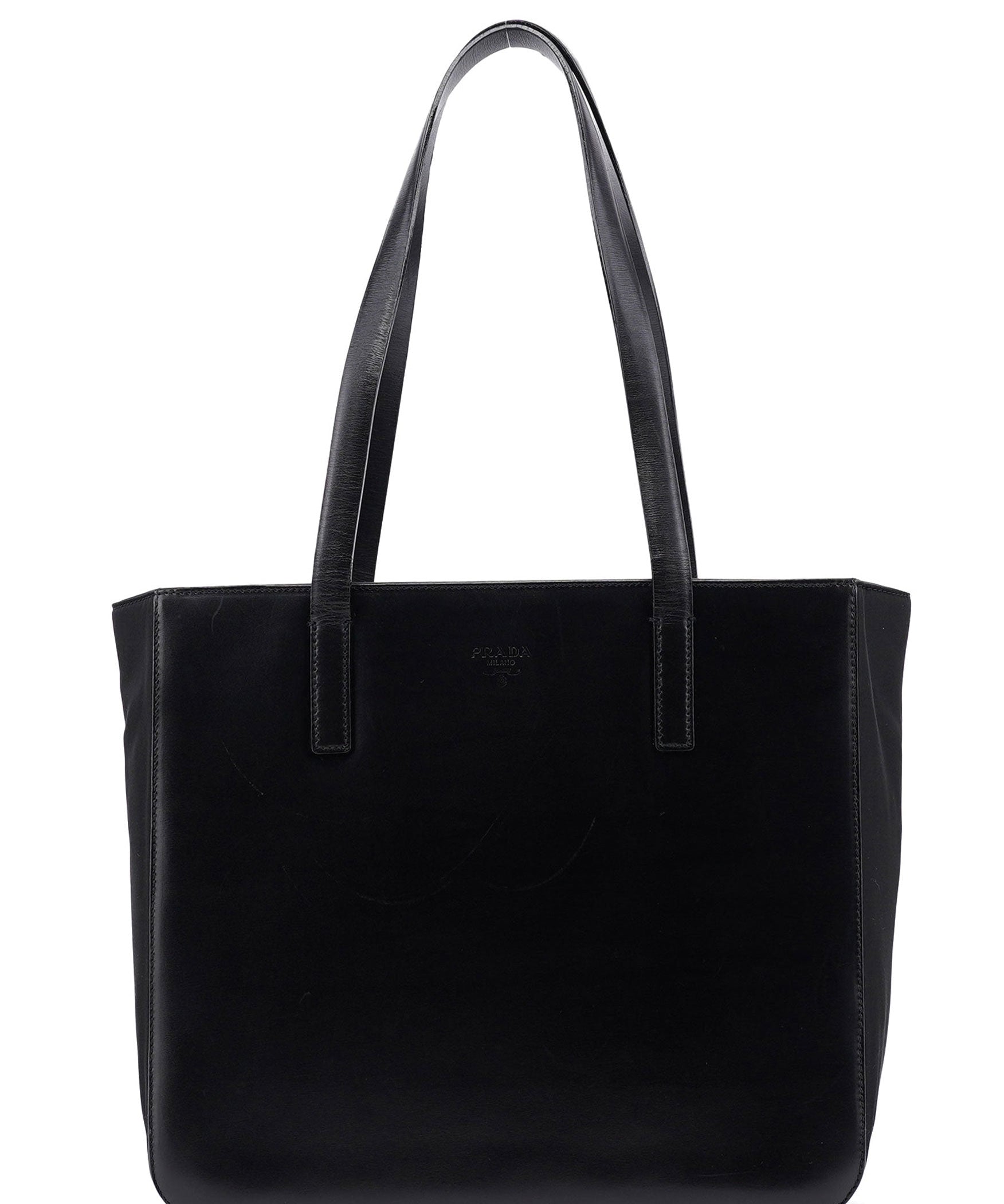 Prada Black Vitello Tessuto Tote Bag