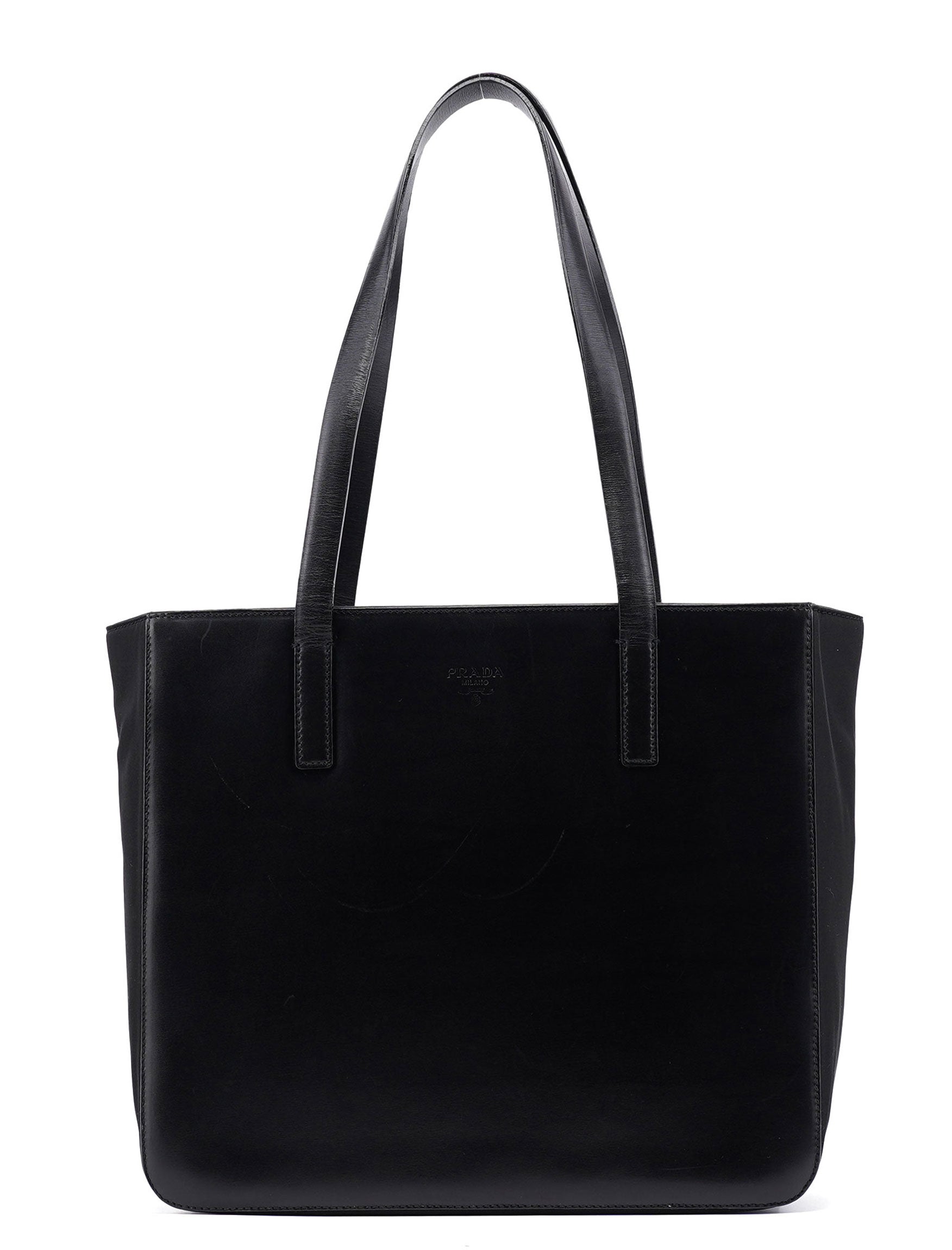 Prada Black Vitello Tessuto Tote Bag