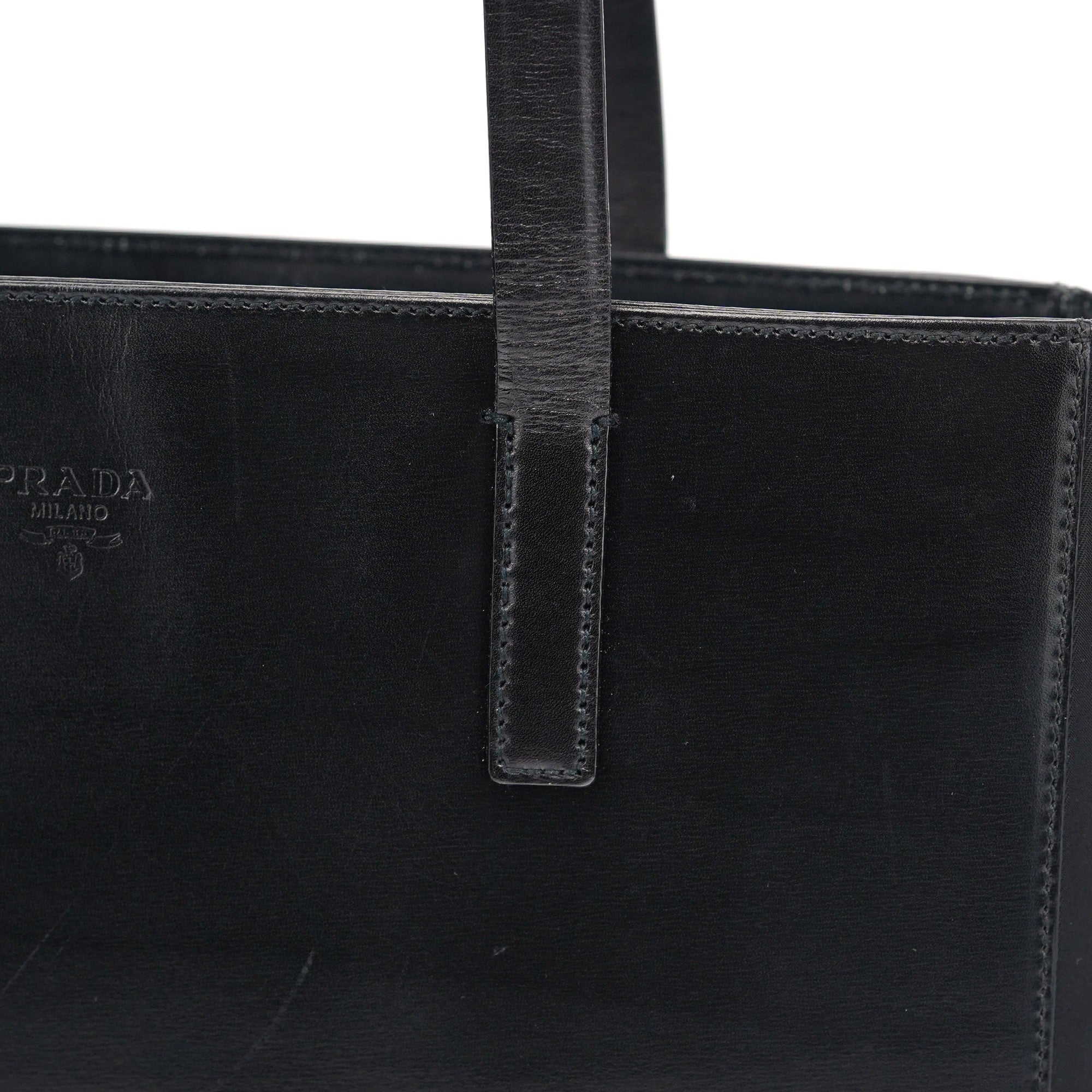 Prada Black Vitello Tessuto Tote Bag