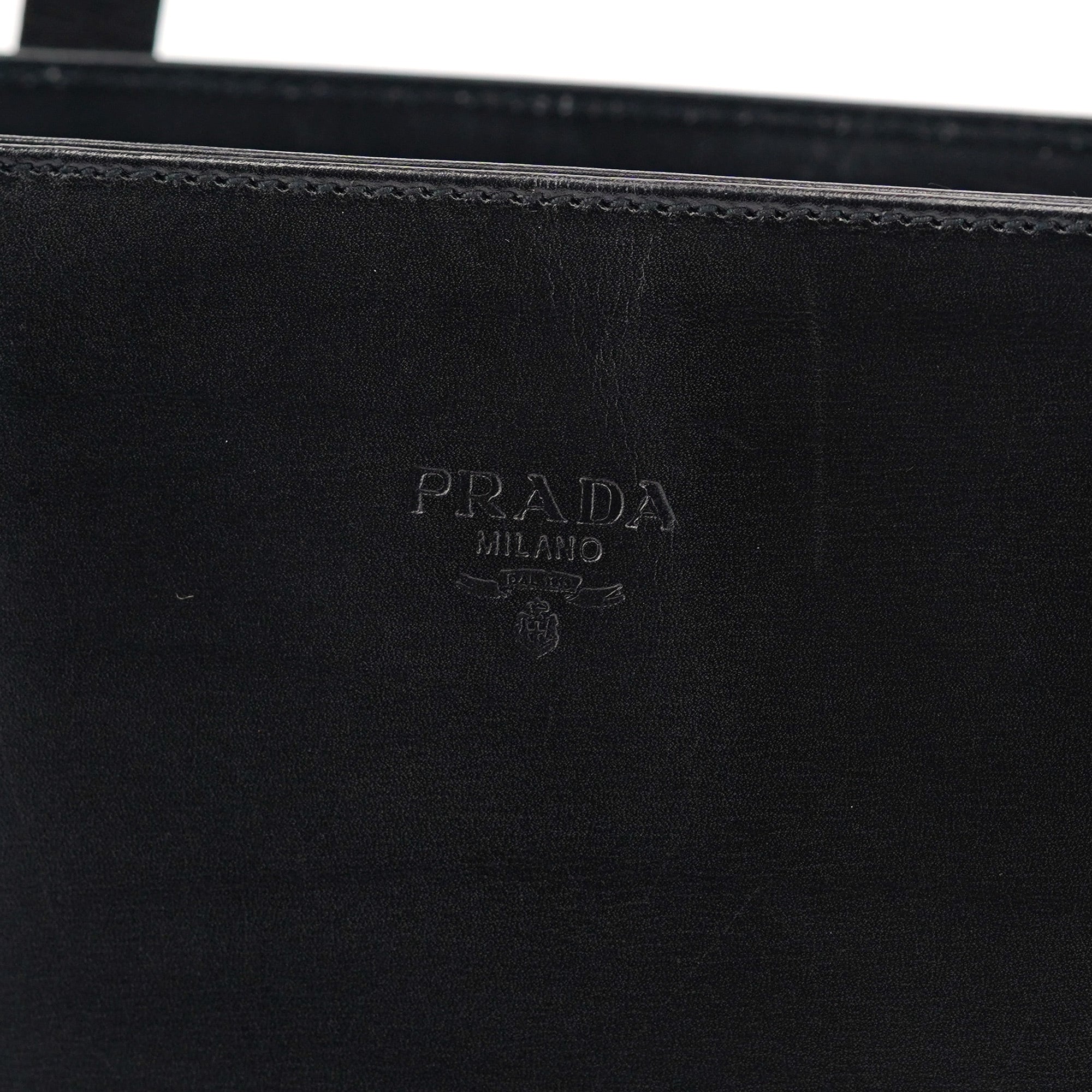 Prada Black Vitello Tessuto Tote Bag