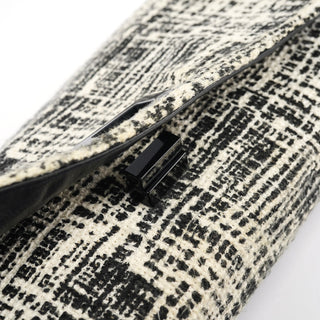 Prada Black White Tweed Clutch Bag