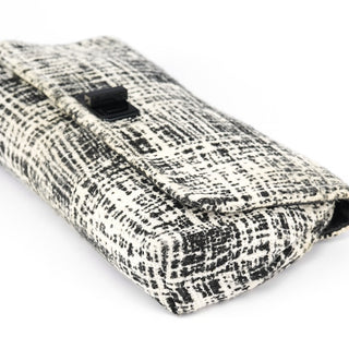 Prada Black White Tweed Clutch Bag