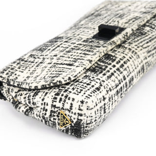 Prada Black White Tweed Clutch Bag