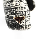 Prada Black White Tweed Clutch Bag