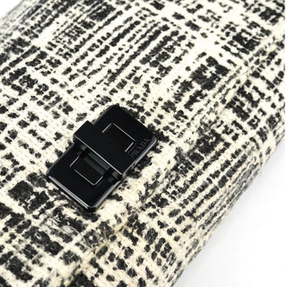 Prada Black White Tweed Clutch Bag