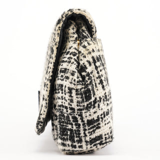 Prada Black White Tweed Clutch Bag