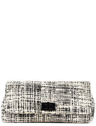 Prada Black White Tweed Clutch Bag